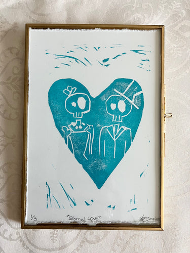 Framed “Eternal Love” Linocut Print