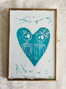 Framed “Eternal Love” Linocut Print
