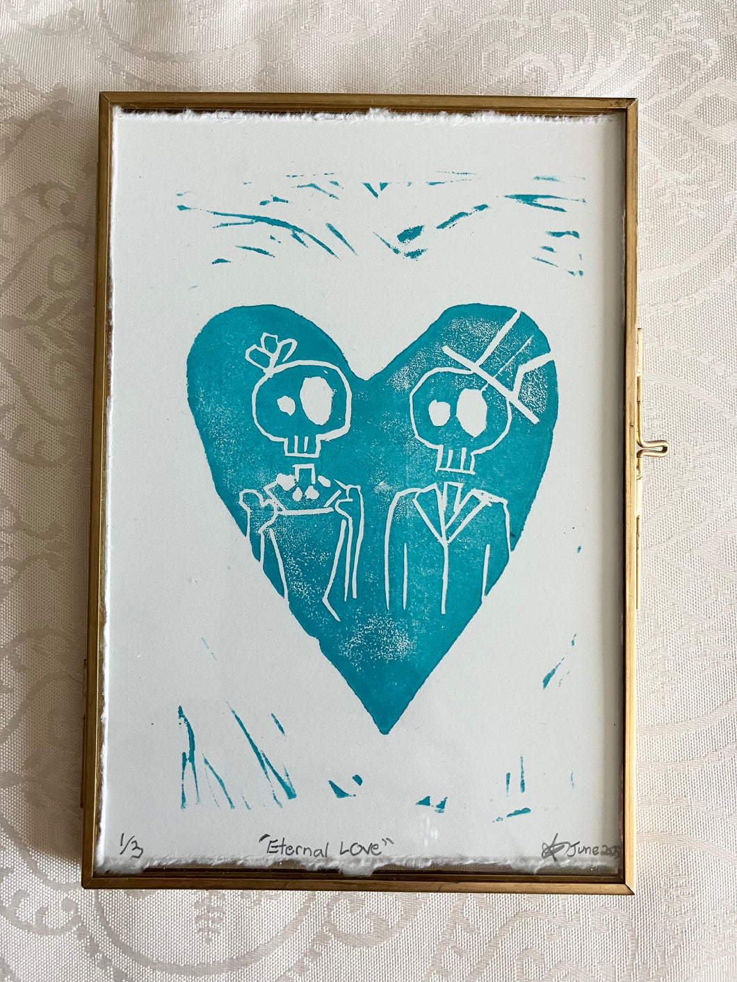 Framed “Eternal Love” Linocut Print