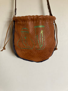 Small Cinch Top Shoulder bag with "Spell Components" screen print