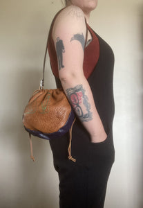 Small Cinch Top Shoulder bag with "Spell Components" screen print