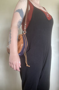 Small Cinch Top Shoulder bag with "Spell Components" screen print