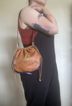 Load image into Gallery viewer, Small Cinch Top Shoulder bag with &quot;Spell Components&quot; screen print