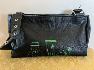 Black Shoulder Bag with Spooky Jars Printed on Front