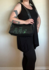 Black Shoulder Bag with Spooky Jars Printed on Front