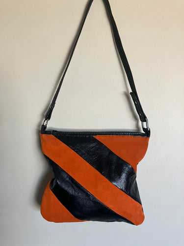 Striped Orange and Black shoulder bag style 2