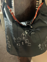 Load image into Gallery viewer, Bucket bag with Graves and Bats printed around the Bag