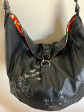 Load image into Gallery viewer, Bucket bag with Graves and Bats printed around the Bag