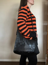 Load image into Gallery viewer, Bucket bag with Graves and Bats printed around the Bag