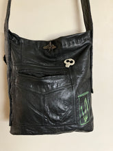 Load image into Gallery viewer, Black Satchel bag with Green Bottle of Bones Screen print on Front