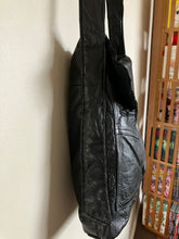 Load image into Gallery viewer, Black Satchel bag with Green Bottle of Bones Screen print on Front