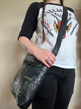Load image into Gallery viewer, Black Satchel bag with Green Bottle of Bones Screen print on Front