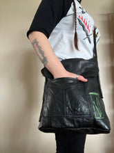 Load image into Gallery viewer, Black Satchel bag with Green Bottle of Bones Screen print on Front