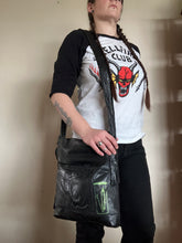 Load image into Gallery viewer, Black Satchel bag with Green Bottle of Bones Screen print on Front