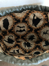 Load image into Gallery viewer, Cinch Top Bag with Skull Candle Screen print