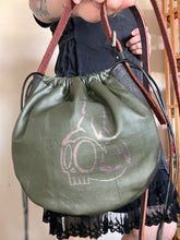 Load image into Gallery viewer, Cinch Top Bag with Skull Candle Screen print
