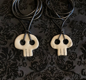 Large Skull Ceramic Button Necklaces